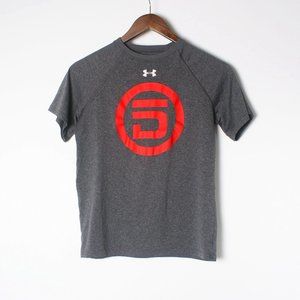 Under Armour Youth Loose Fit Large Heat Gear T-shirt - Gray and Red